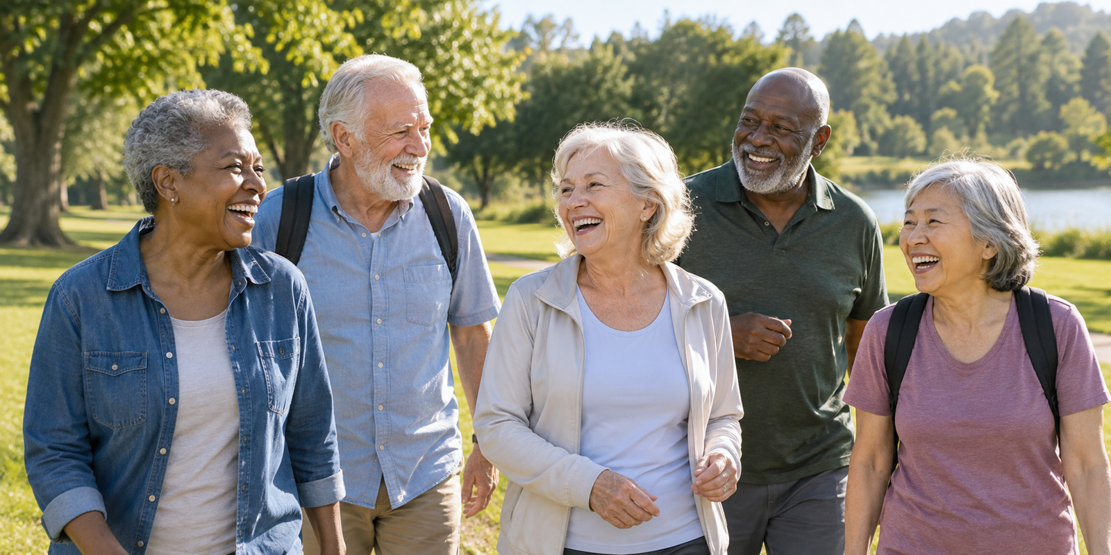 Older friends enjoying time together outdoors